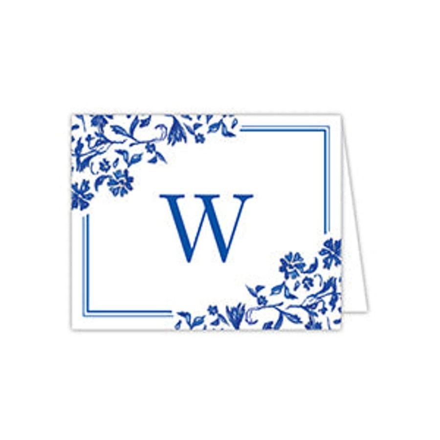 Notes & Pads Rosanne Beck | Blue And White Monogram W Folded Note