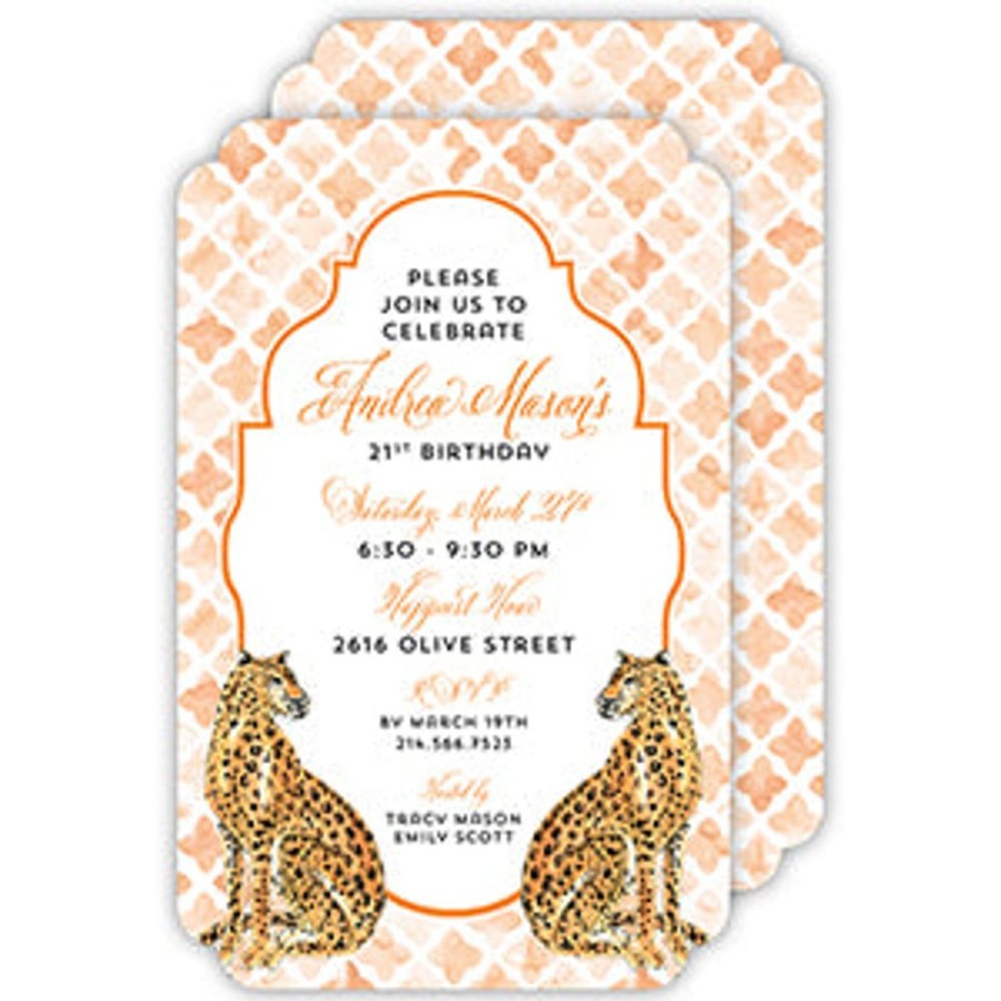 Invitations Rosanne Beck | Cheetah Duo Large Die-Cut Invitation