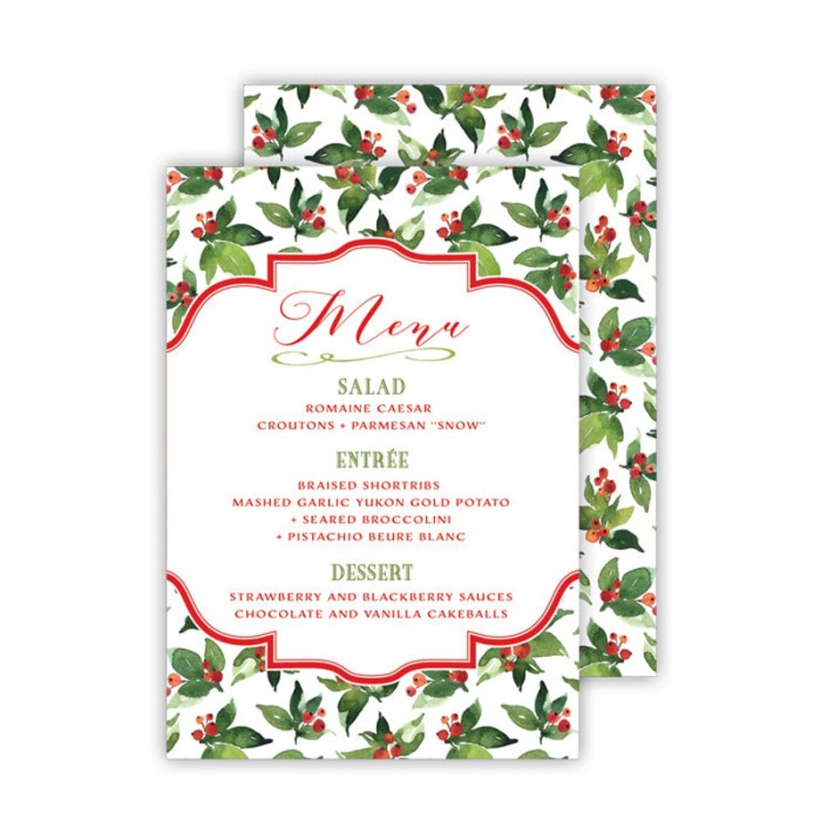 Seasonal Rosanne Beck | Menu Holly Berries Medium Flat Card