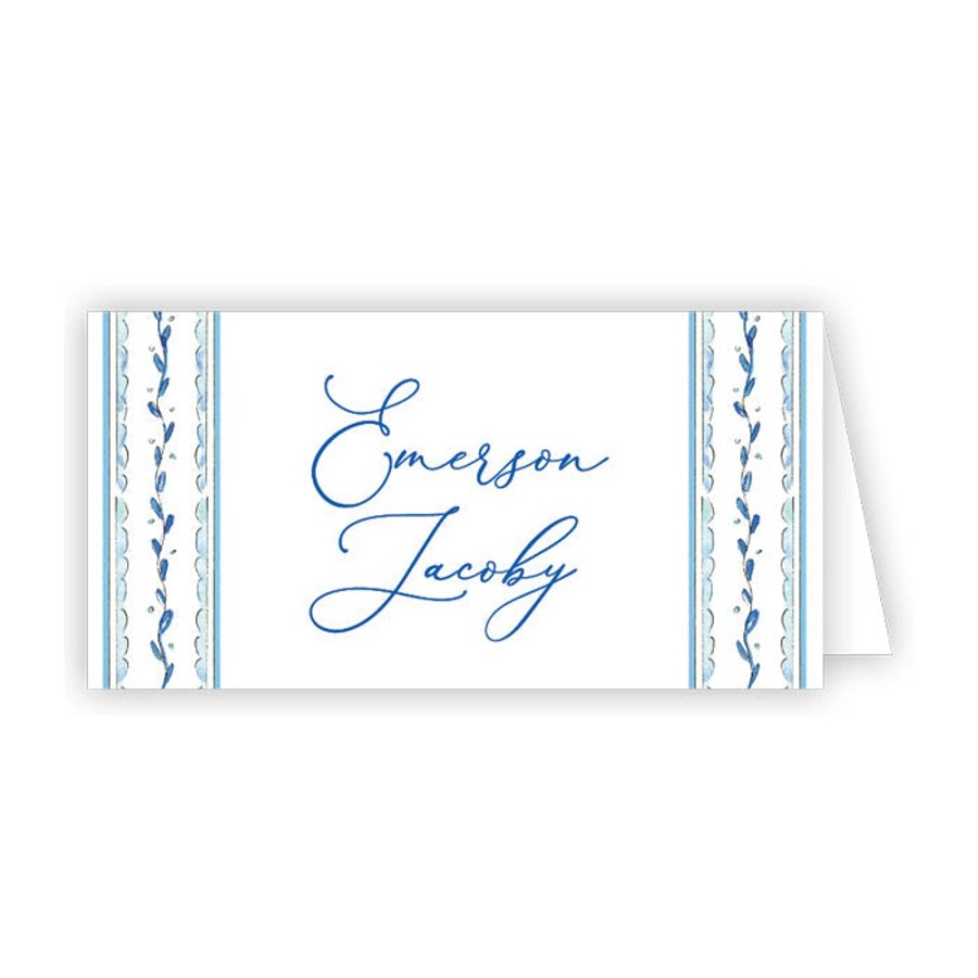 Home & Entertaining Rosanne Beck | Decorative Blue Vine Stripe Pattern Place Card