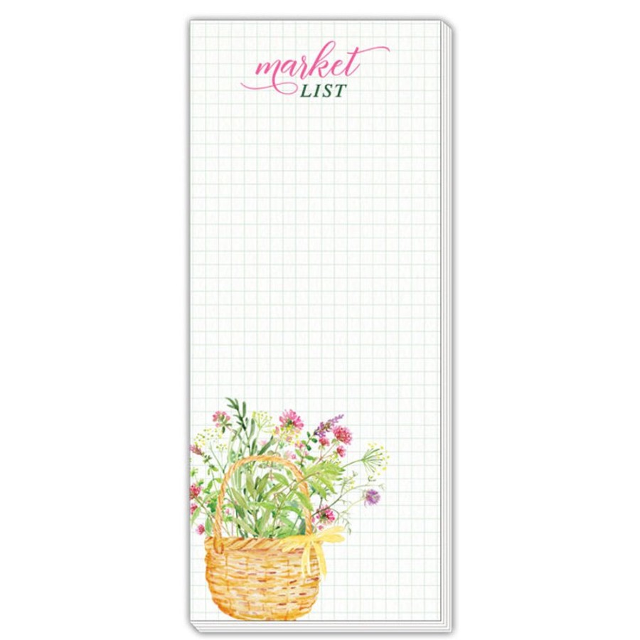 Notes & Pads Rosanne Beck | Market List Florals In Basket Skinny Notepad