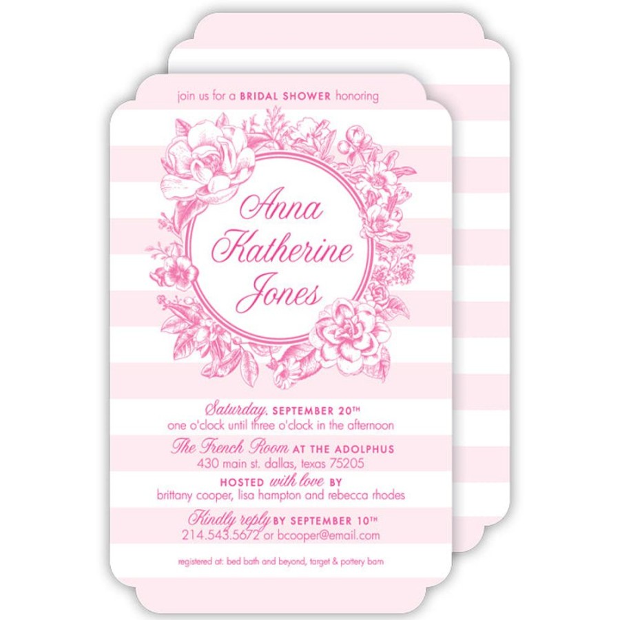 Invitations Rosanne Beck | Vintage Floral Pink Large Die-Cut Invitation