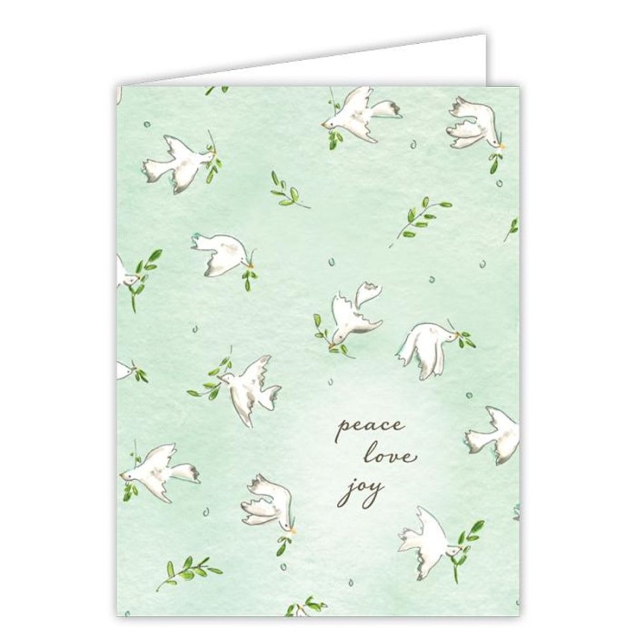 Seasonal Rosanne Beck | Peace Love Joy Handpainted Dove Pattern Greeting Card