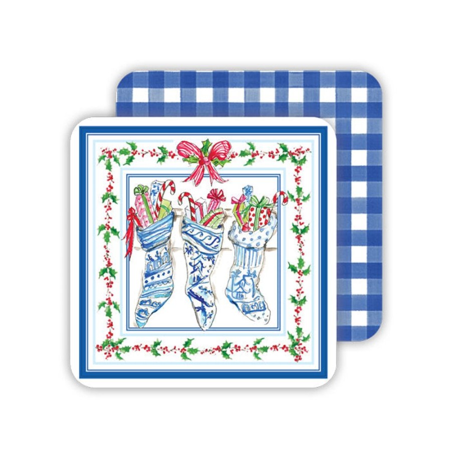 Seasonal Rosanne Beck | Chinoserie Stockings Paper Coasters