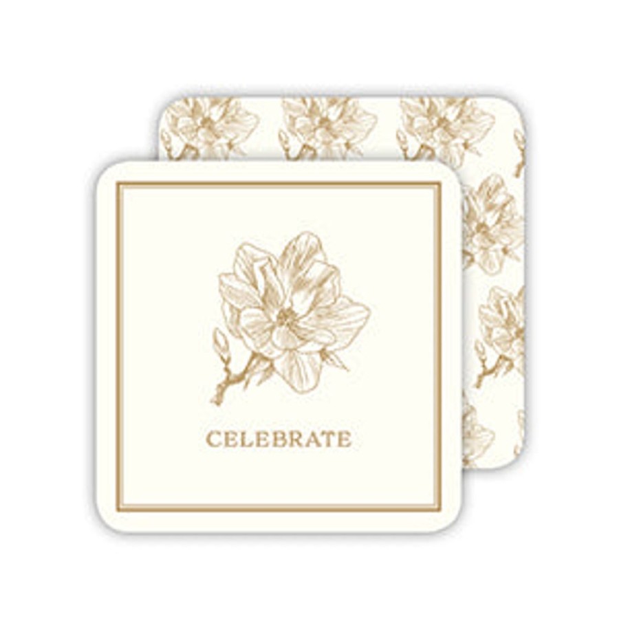 Home & Entertaining Rosanne Beck | Gold Magnolia Celebrate Modern Vintage Paper Coasters