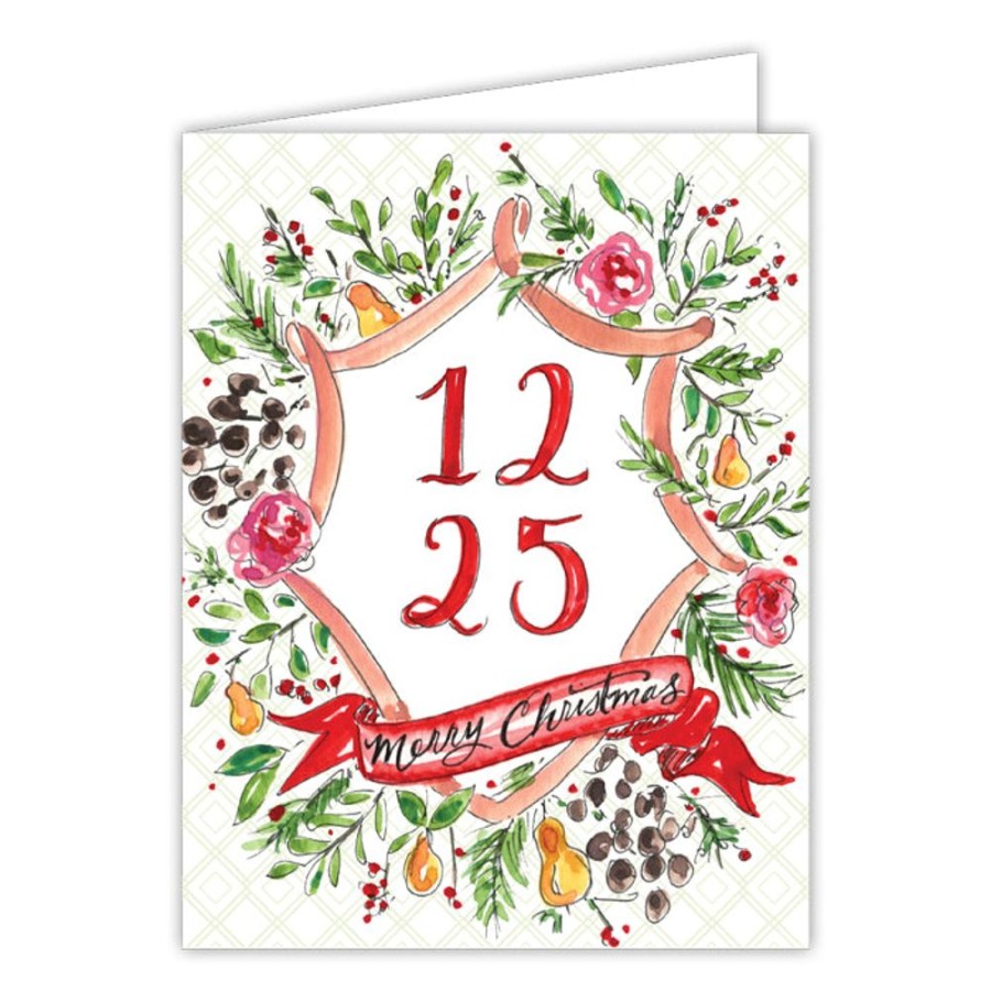 Invitations Rosanne Beck | 12 25 Merry Christmas Floral Icon Greeting Card