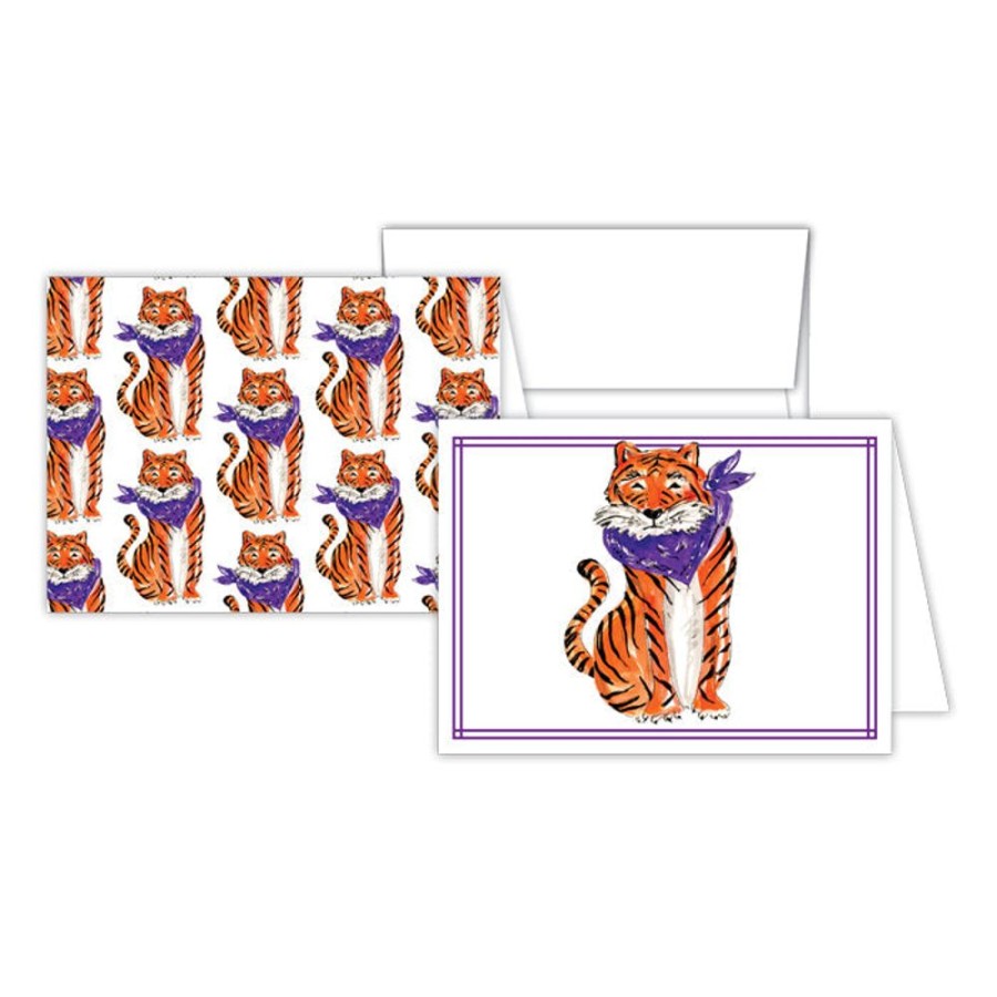 Seasonal Rosanne Beck | Orange & Purple Tiger Stationery Notes