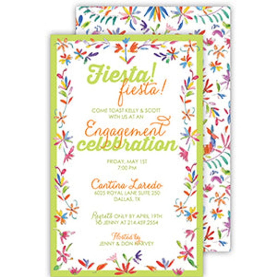 Invitations Rosanne Beck | Handpainted Otomi Flowers Large Flat Invitation