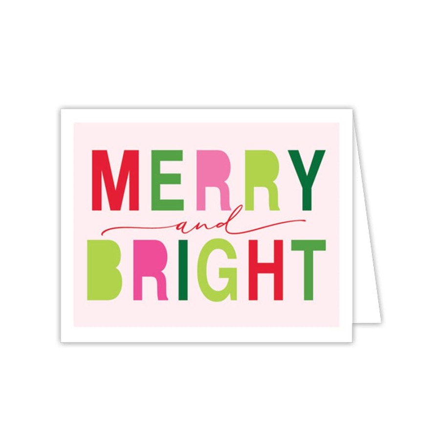 Seasonal Rosanne Beck | Pink & Green Merry & Bright Greeting Card