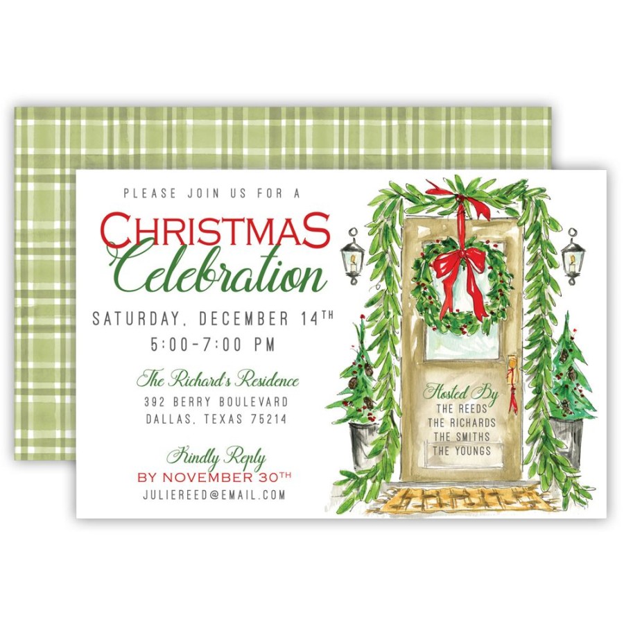 Seasonal Rosanne Beck | Christmas Door Large Flat Invitation