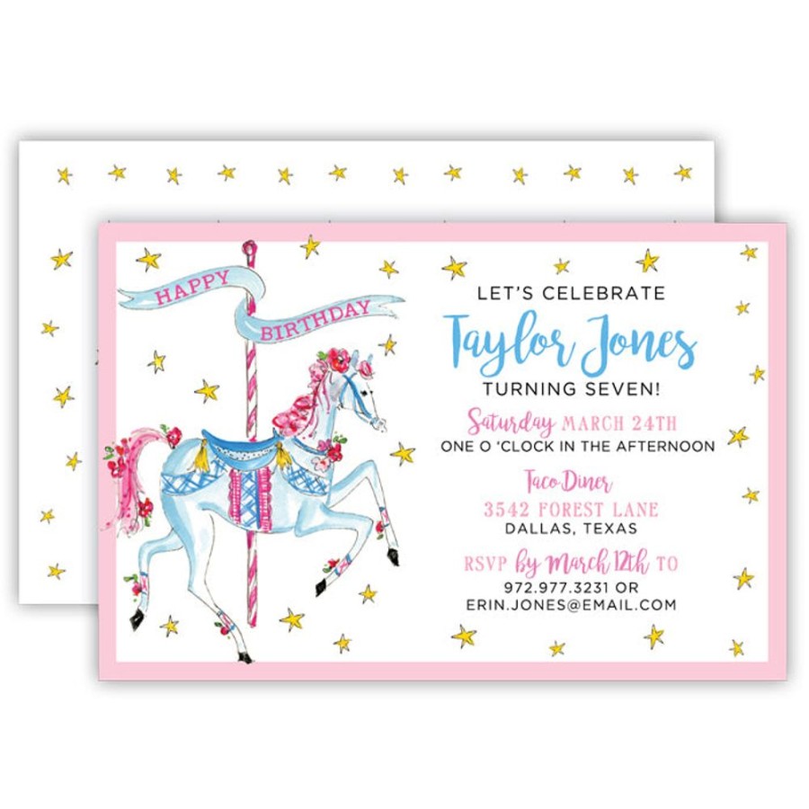 Invitations Rosanne Beck | Happy Birthday Carousel Large Flat Invitation