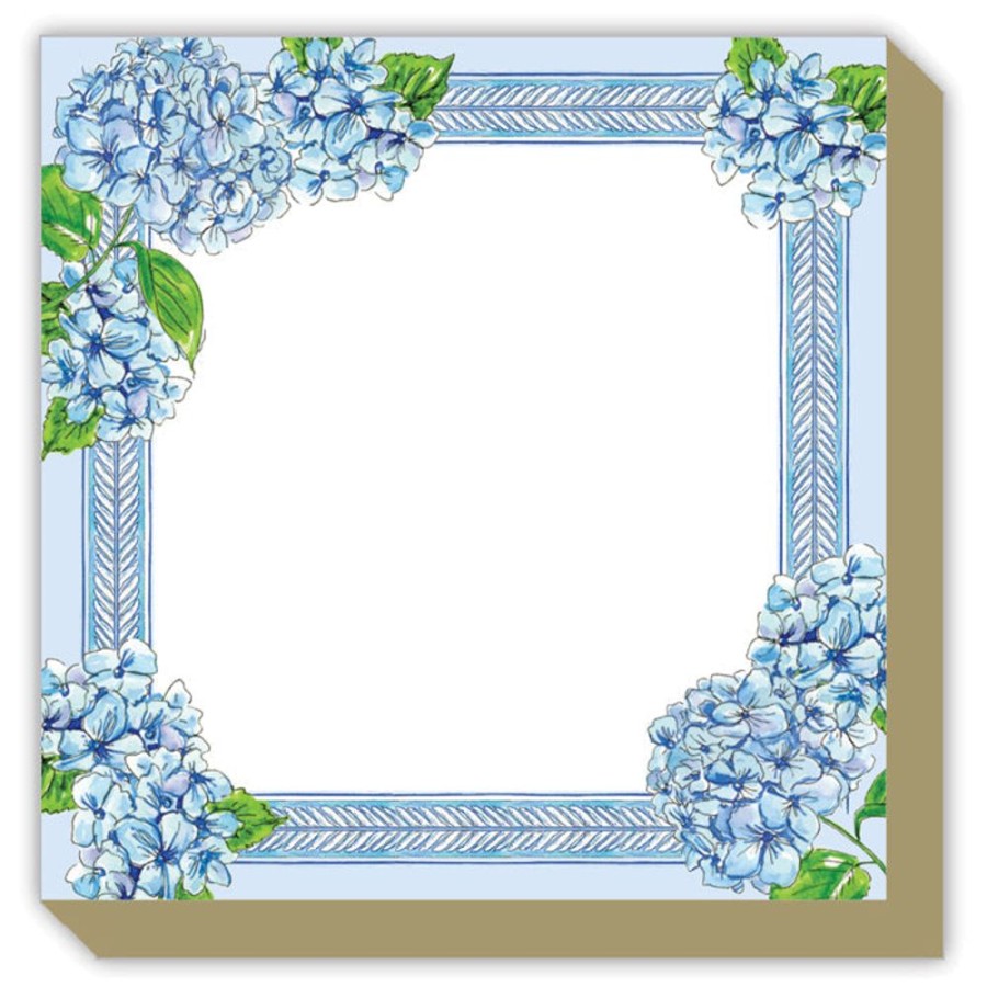 Notes & Pads Rosanne Beck | Blue Hydrangea Border Luxe Notepad