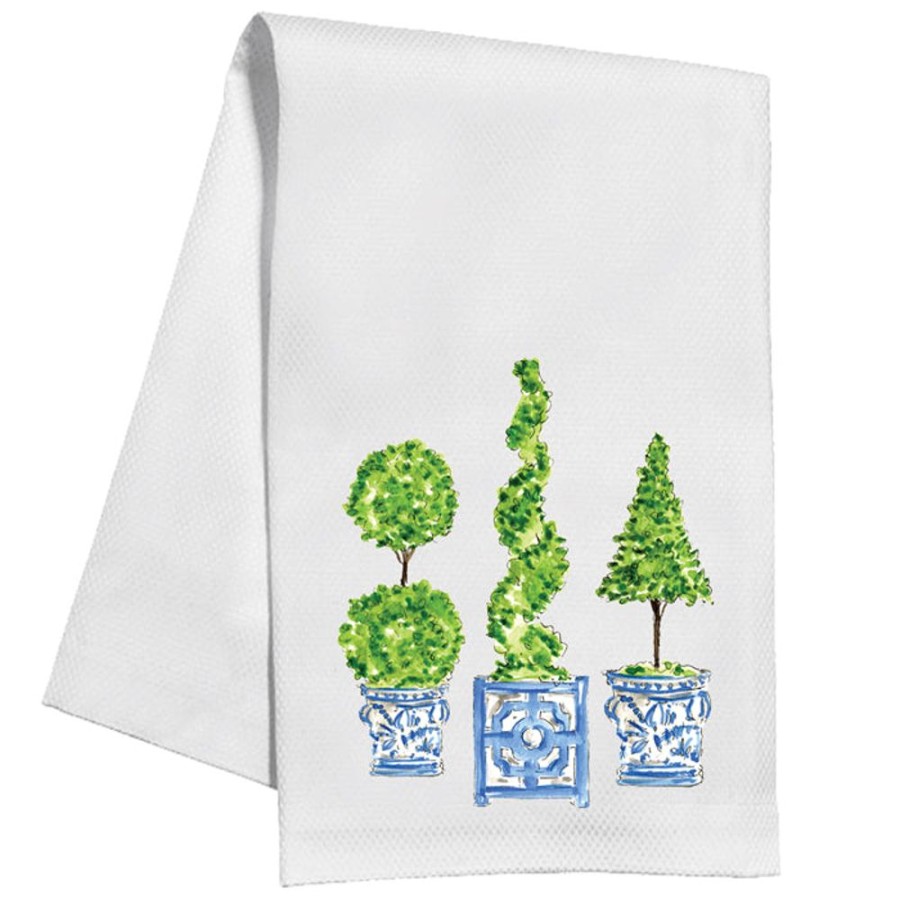 Home & Entertaining Rosanne Beck | Topiary Trio With Asian Pot Kitchen Towel