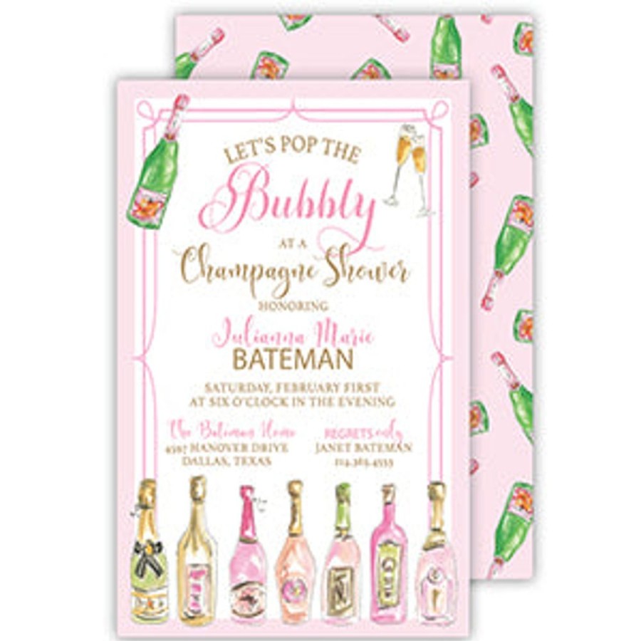 Invitations Rosanne Beck | Handpainted Champange Bottles Large Flat Invitation