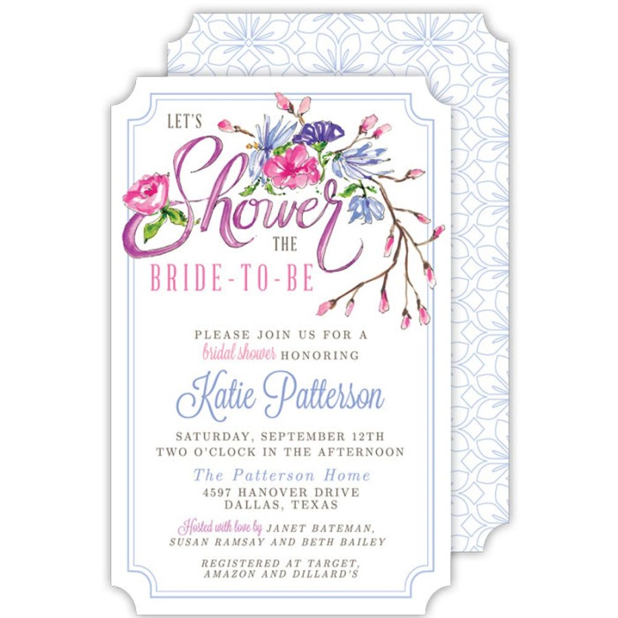 Invitations Rosanne Beck | Handpainted Floral Shower Large Die-Cut Invitation