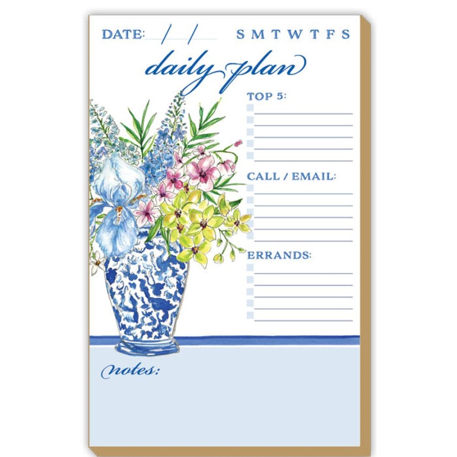 Notes & Pads Rosanne Beck | Blue Chinoiserie Floral Vase Luxe Large Pad