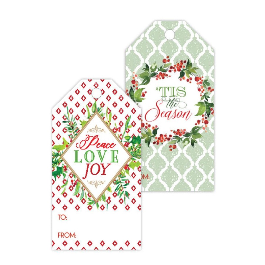 Seasonal Rosanne Beck | Tis The Season Peace Love Joy Gift Tags