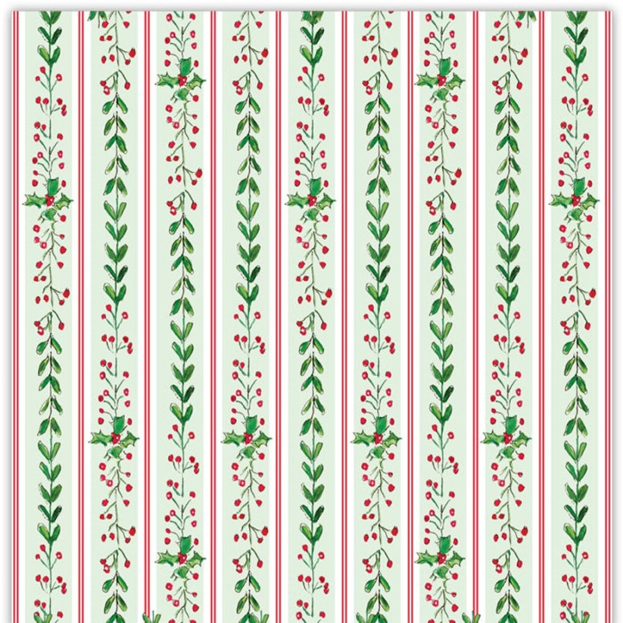 Home & Entertaining Rosanne Beck | Greenery With Holly Berries Stripe Pattern Square Placemats