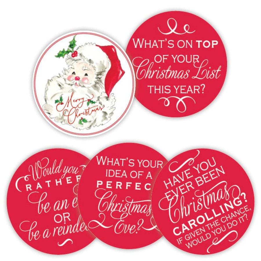 Home & Entertaining Rosanne Beck | Merry Christmas Red Santa Conversation Coasters