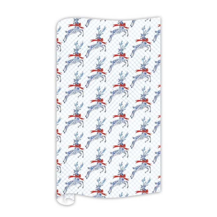 Seasonal Rosanne Beck | Handpainted Holiday Reindeer Pattern Wrapping Paper