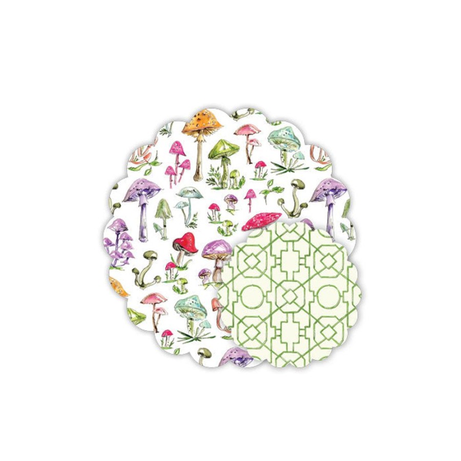 Home & Entertaining Rosanne Beck | Green Bamboo Trellis & Mushroom Assortment Doily Set