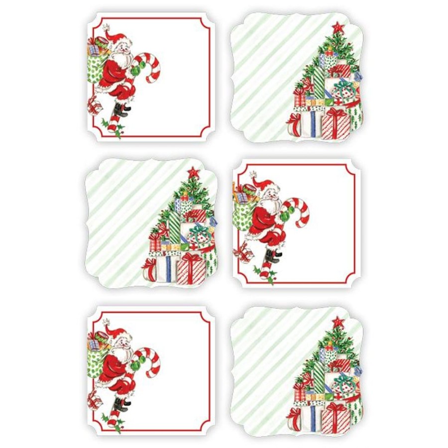 Seasonal Rosanne Beck | Handpainted Santa With Candy Canes And Christmas Presents Die-Cut Sticker Sheets