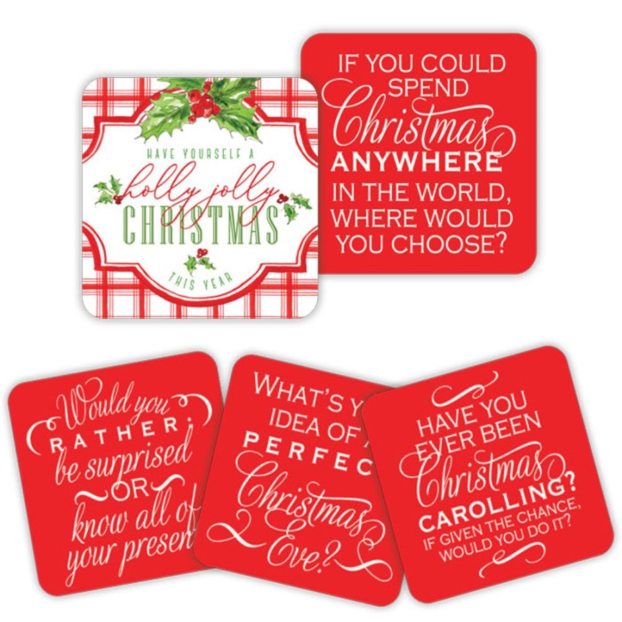 Invitations Rosanne Beck | Have Yourself A Holly Jolly Christmas Plaid Conversation Coasters