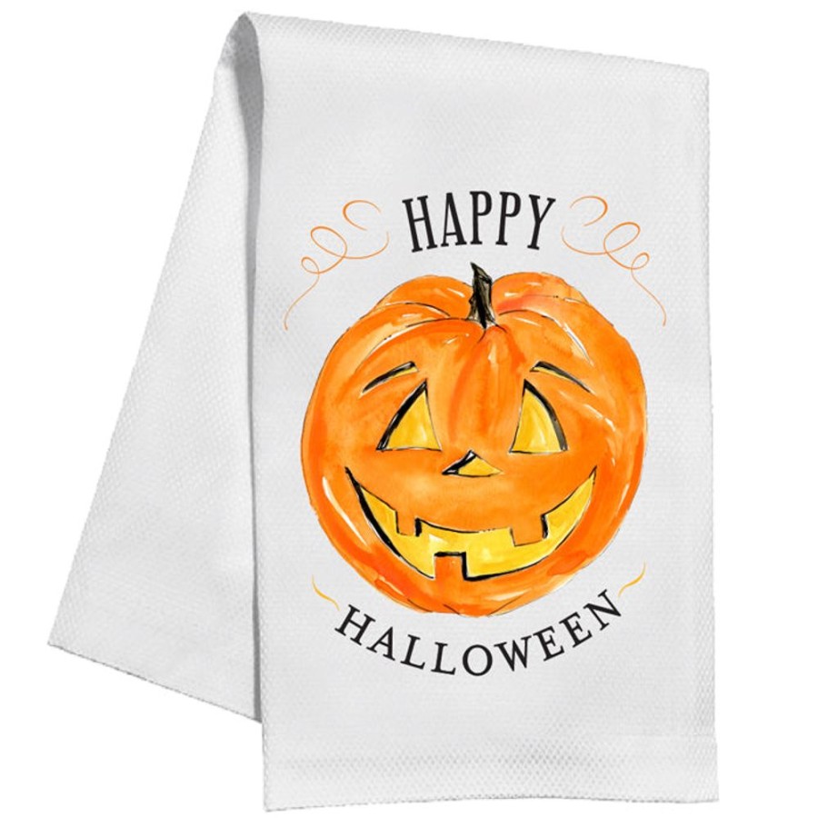 Home & Entertaining Rosanne Beck | Happy Halloween Handpainted Pumpkin Kitchen Towel