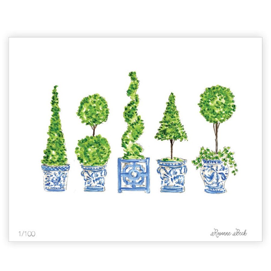 Home & Entertaining Rosanne Beck | Topiary Mix Watercolor Art Print