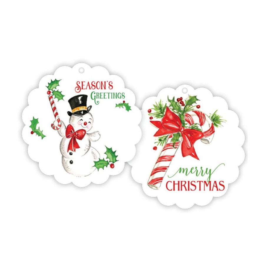 Invitations Rosanne Beck | Seasons Greetings Snowman Scalloped Gift Tags