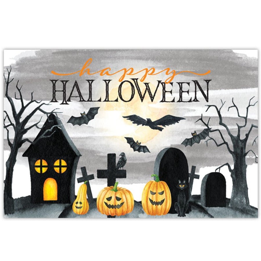 Home & Entertaining Rosanne Beck | Happy Halloween Graveyard And Pumpkins Placemats