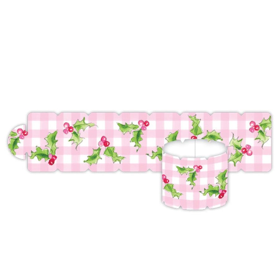 Home & Entertaining Rosanne Beck | Pink Holly And Gingham Napkin Ring