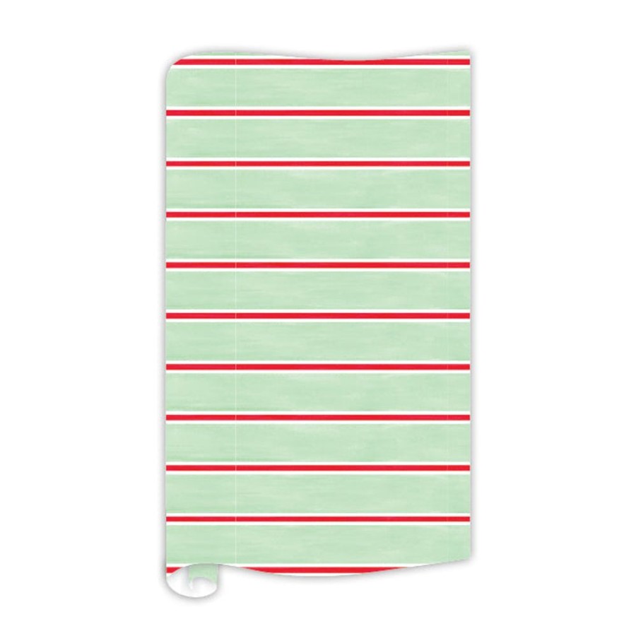 Seasonal Rosanne Beck | Celadon White And Red Stripes Wrapping Paper