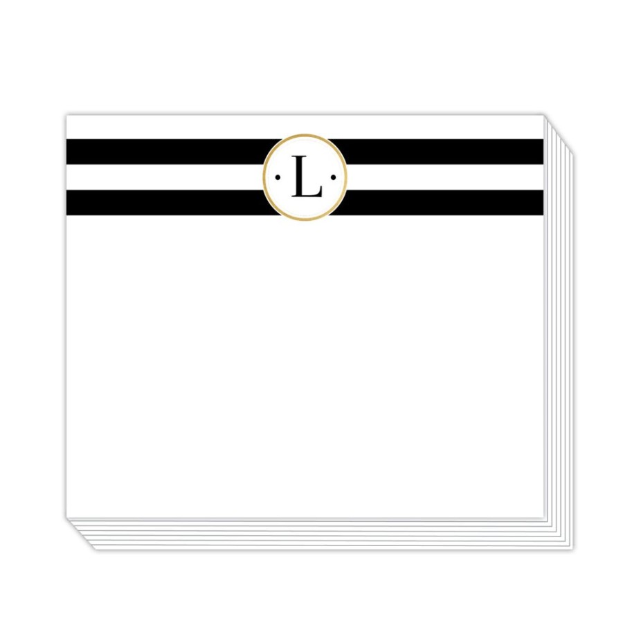 Monograms Rosanne Beck | Black Stripe L Notepad