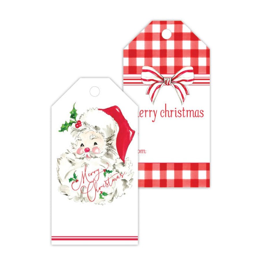 Seasonal Rosanne Beck | Merry Christmas Red Santa Gift Tags