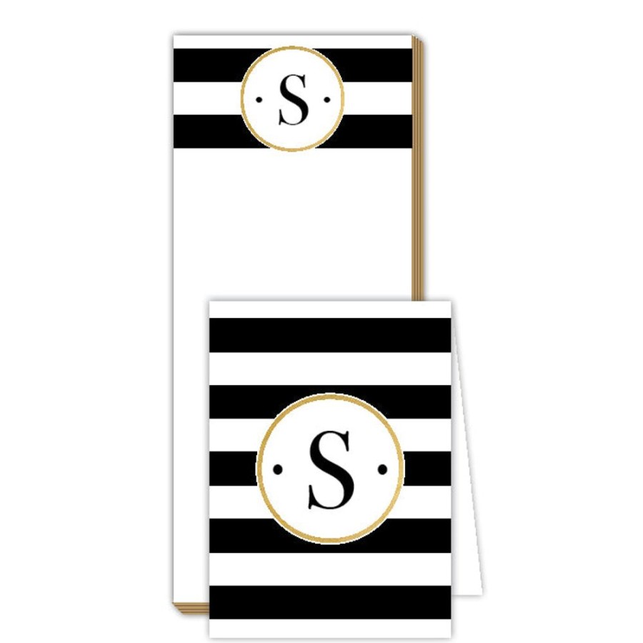 Monograms Rosanne Beck | Black Stripe S Notepad | Noteset