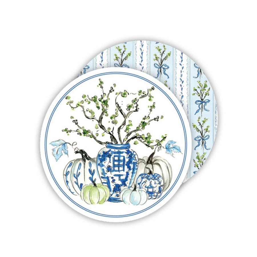 Home & Entertaining Rosanne Beck | Chinoiserie Vase With Pumpkins Paper Coasters