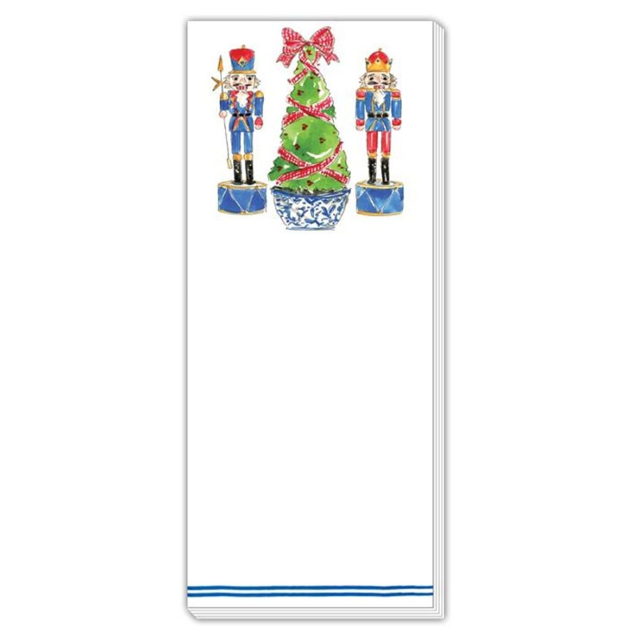 Seasonal Rosanne Beck | Handpainted Nutcracker Duo With Topiary Tree Skinny Pad